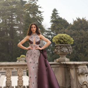 Enola - Crystal Floral Halter Gown